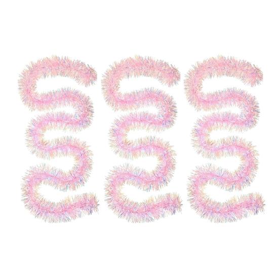 1/2/3/4/5Pcs Christmas Wire Garland Strip Ribbon Pink Theme Shiny Wire Garland Decorative Wire Ribbon Festive Decoration