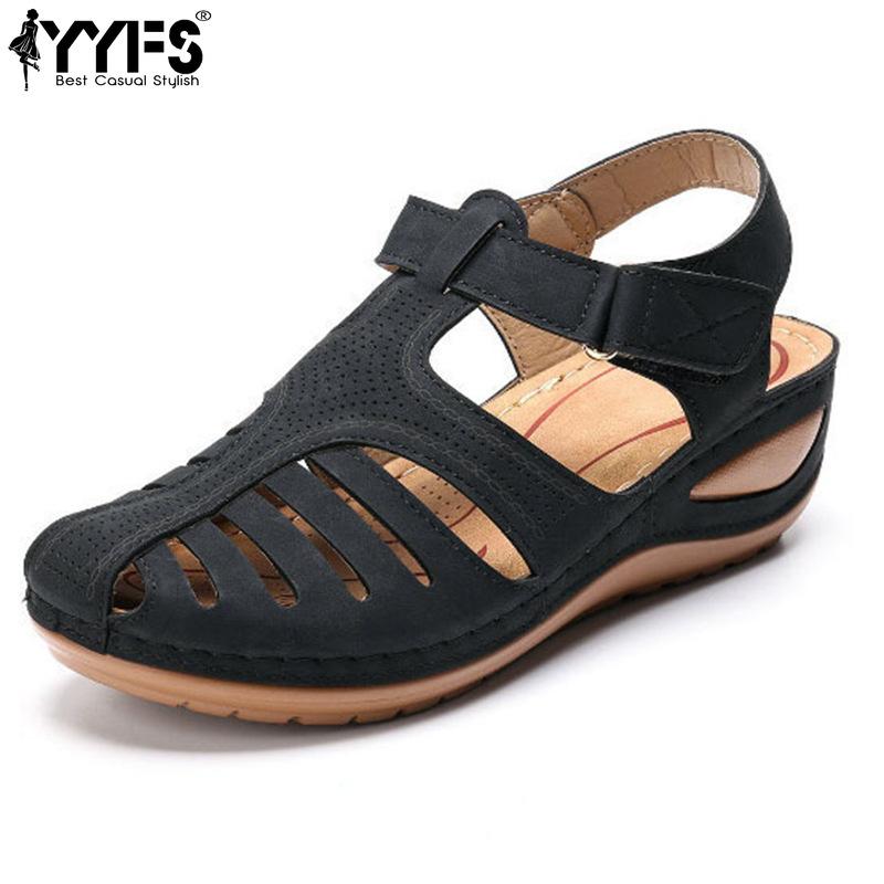 

New Women Sandals Summer Vintage Wedge Sandals Casual Women Cut Out Loophole Shoes Retro Ladies Platform Sandals Plus Size 43 темно-коричневого кольору