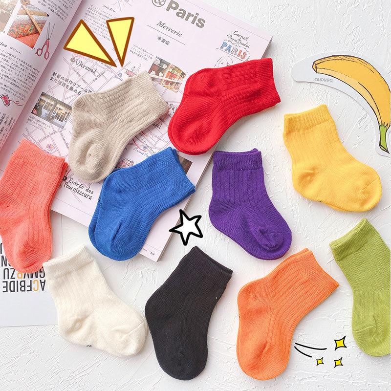 Candy Color Baby Socks Solid Cotton Toddler Sock Soft Breathable Sweat Absorption Knit Socks For Boy Girl Infant First Walker