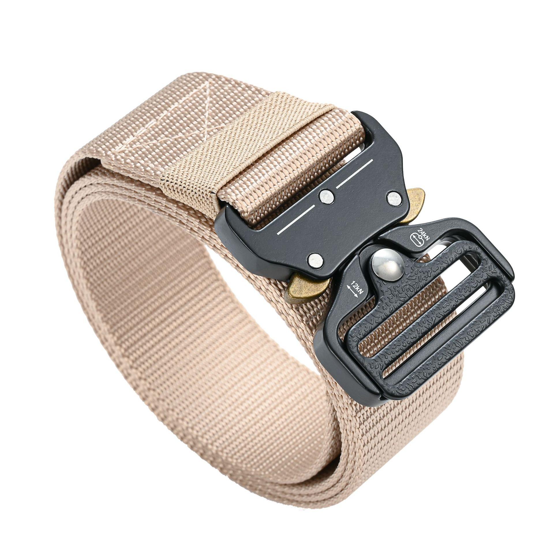 

Мужской повседневный спортивный парусиновый ремень, уличный нейлоновый ремень, брючный ремень, вставная пряжка, пружинная пряжка, утолщение 125cm бежевый