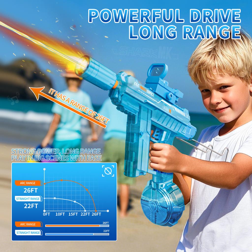 New UZI Simulated Flame Electric Water Gun for Kids High Pressure Automatic Watergun Children Summer Outdoor Beach Water Gun Toy