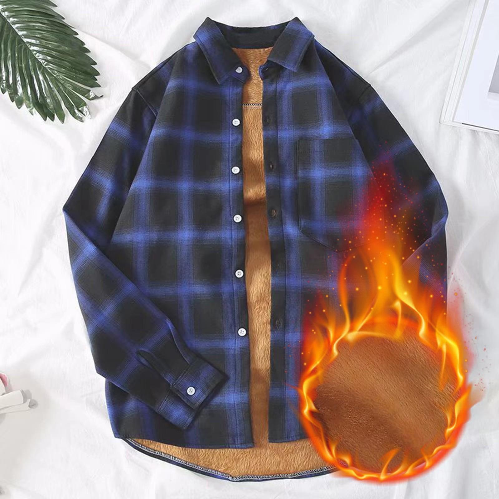 

Женская теплая клетчатая рубашка и зимняя куртка на пуговицах с длинным рукавом, мягкое фланелевое пальто на подкладке с карманами L синий