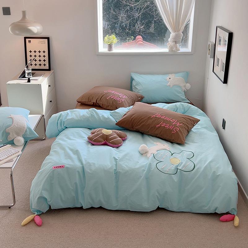 

Четырехсекционное пододеяльник из чистого хлопка с вышивкой из чистого хлопка 1.8m bed sheet 4pcs