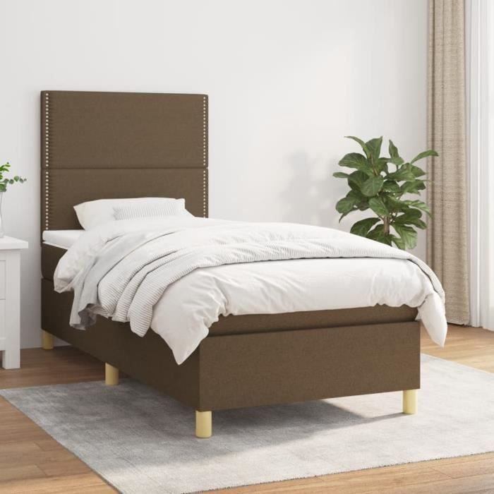 3142228 vidaXL Divan Bed with Mattress Dark Brown 90x200 Cm