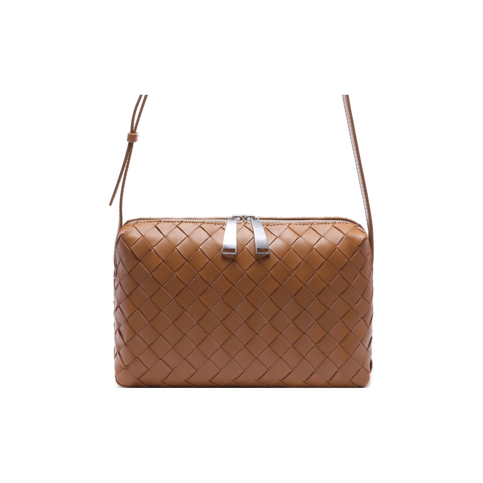 

Bottega Veneta Solid Color Woven Adjustable Shoulder Strap Zipper Closure Lambskin Crossbody Bag Women Bags Brown 597329VCPP12596 Basic Set (Bag+Dust Bag)