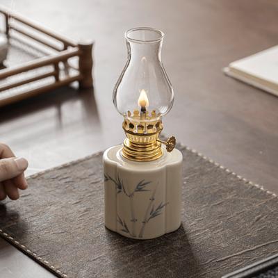 1 szt. Retro ręcznie malowana lampa naftowa ceramiczna ceremonia herbaciana atmosfera świeca stare masło