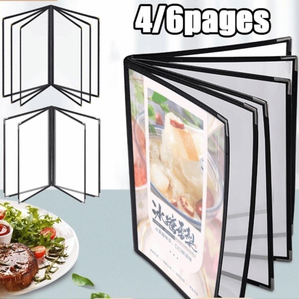 Foldable PVC Transparent Menu Cover Metal Corners Menus Price Display Book Bar Cafe