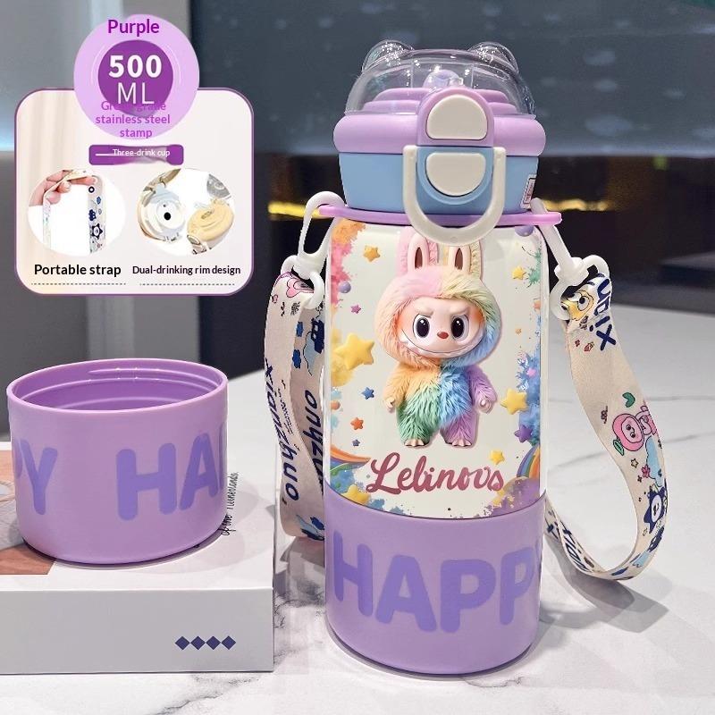 Thermos Cup Children's Double Cup Lid Water Cup Student Use School Convenient Thermal Insulation Pot