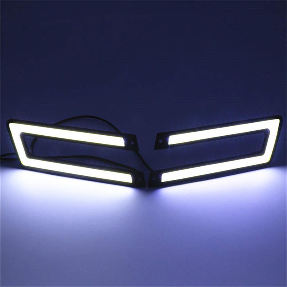2pcs U-Shape Car DRL LED Light White COB Daytime Running Light Universal Car Driving Fog Lamp 12V 6000k-8000k