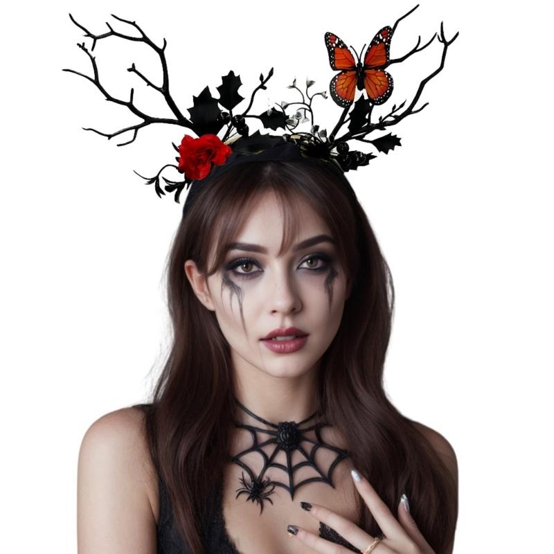 Lovely Flower Tree Branch Hair Hoop Women Girl Photography Makeup Headband for Christmas Halloween Party Headpieces