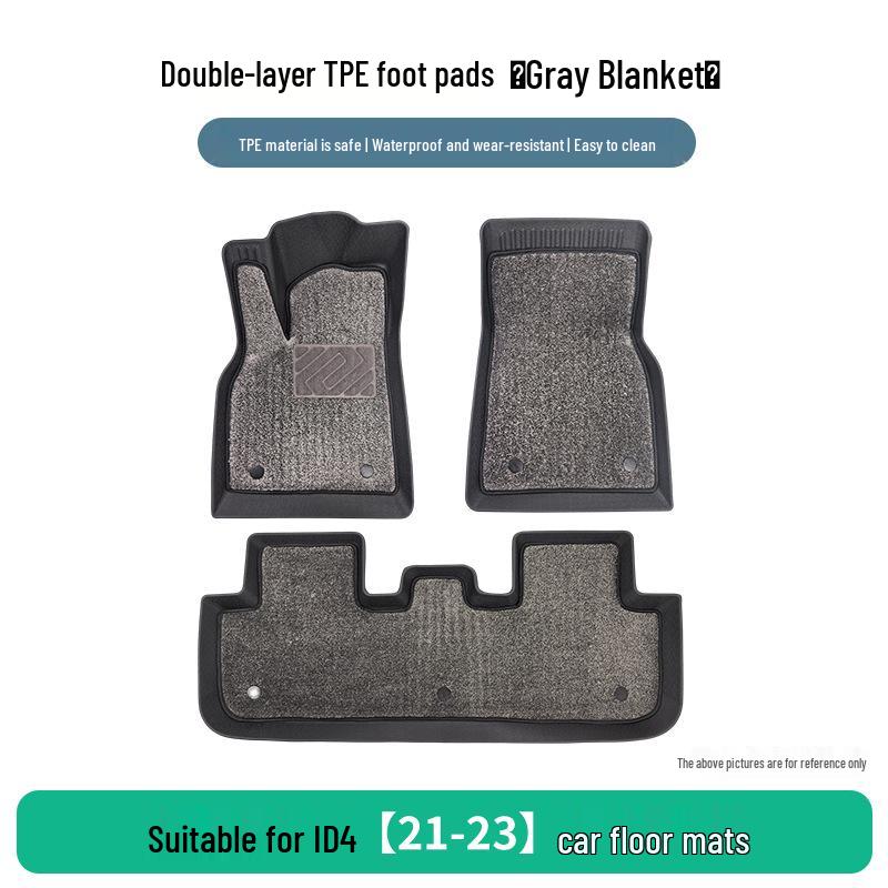 Three-piece TPE Anti-Slip Floor Mats for Volkswagen ID4 (2021-2023), Rubber Wear-Resistant Car Mats