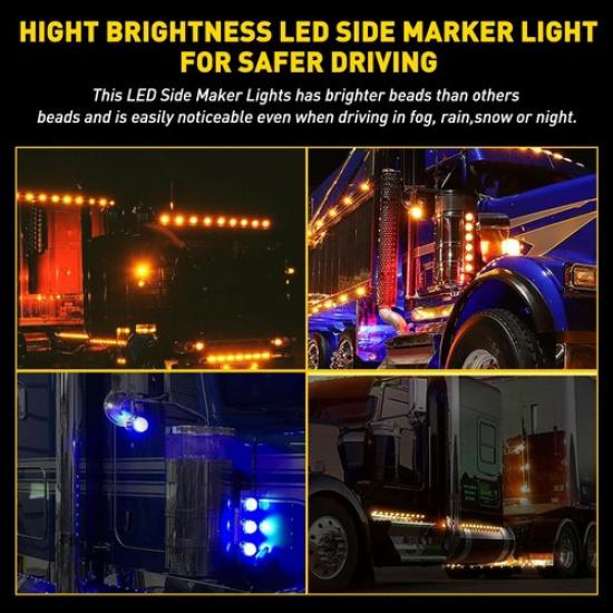 LED Truck Side Marker Fender Signal Brake Watermelon Lights Amber Blue 12-24V EV