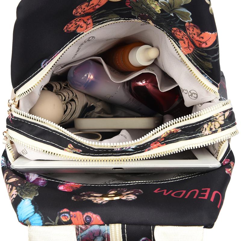 Women Butterfly Print Backpack Nylon Anti-theft Shoulder Bag Casual Daypack with Adjustable Strap Travel School Bags