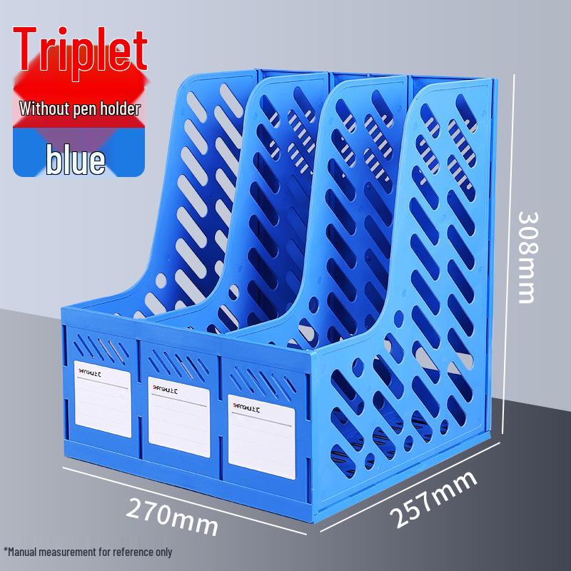 Three-Column Office File Rack: Multi-Layer Thickened Organizer for Study Supplies and Archive Folders
