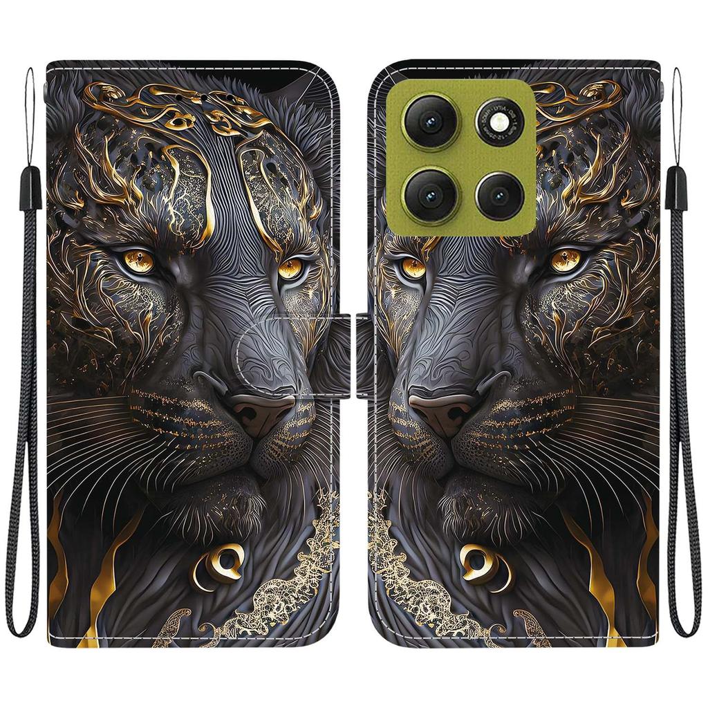 Handmade PU Leather Flip Case for Motorola Moto G86 Anti-Slip Shockproof Cover with Wrist Strap & Heart/Rose Cat Designs