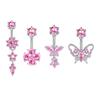 Fashion Pink Heart Butterfly Belly Button Ring For Women Girls Cute Stainless Steel Zircon Navel Ring Body Piercing Jewelry Gift
