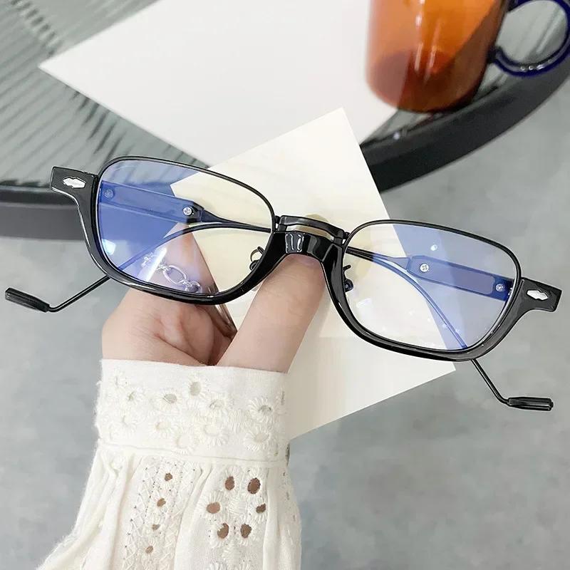 Small Rectangle Shades For Women Sunglasses  Retro Steampunk Half Frake Sunglasses Female Men Black Tea Glasses UV400