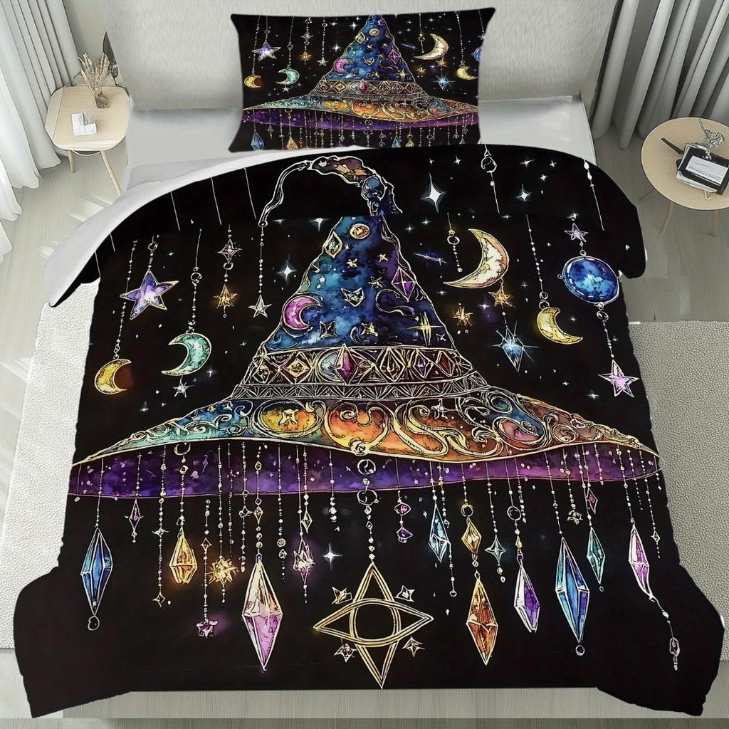 Fantastic Sparkling Jewelry Hat Print Bedding Set Soft Duvet Cover King Queen Twin Single Size Birthday Gift Bedroom Decoration