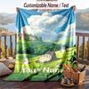 Custom Text Flannel Throw Blanket, Lightweight Cozy Bed Sofa BlanketMy Neighbor Totoro
