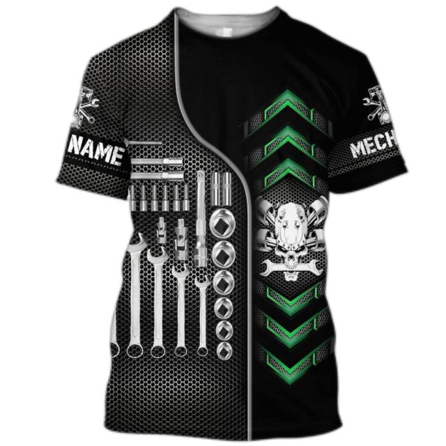 Summer Fashion Mens T Shirt Personalized Name Mechanic 3D All Over Printed Tops Unisex Tshirts Street Casual Sports T-shirt