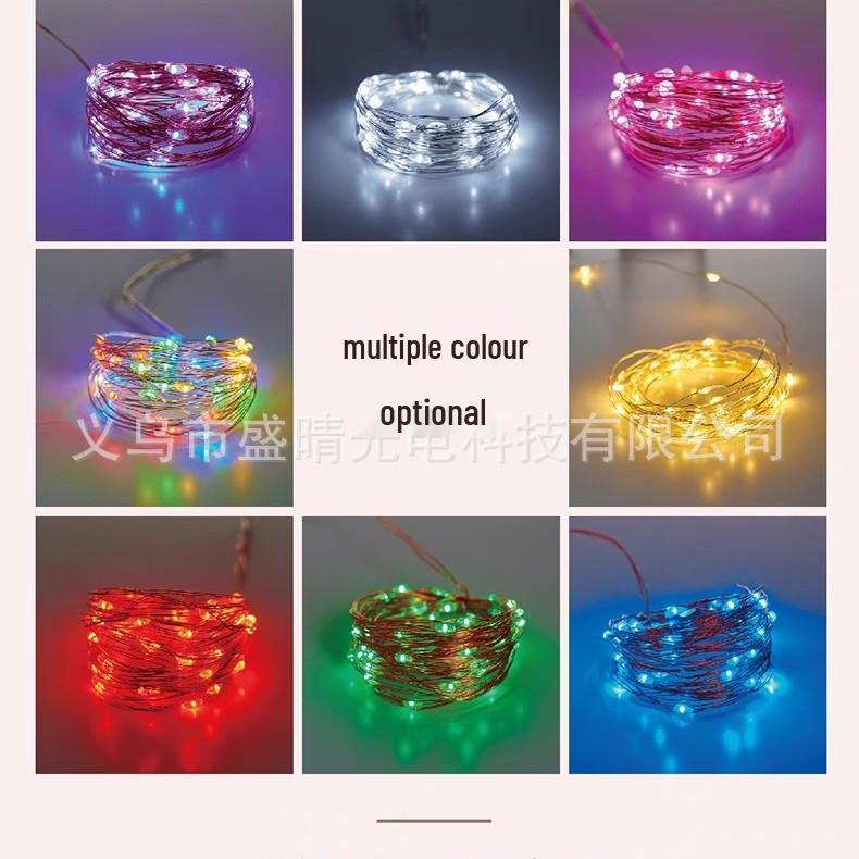 Cross-border LED Copper Wire Fairy Lights: 0.5m, 1m, 2m, 3m, 5m - Bouquet Cake Decoration, Flashing String Lights with Small White Box