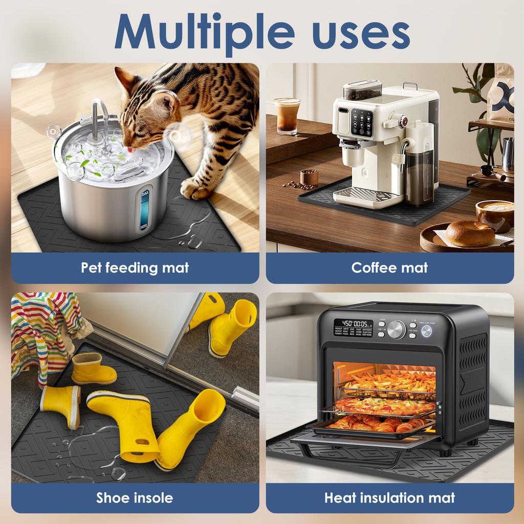 1/2Pcs Mini Fridge Silicone Mat 50x50CM Non Slip Under Refrigerator Mat Prevents Appliance Leakage Fridge Drip Pan Pet Feed Mat
