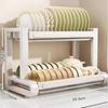 Kitchen Countertop Drain Dish Rack with Knife & Chopstick Holder