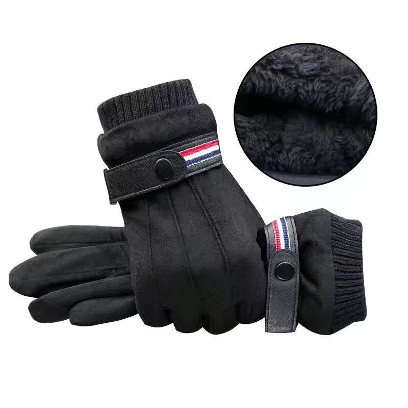 Cycling Warm Gloves Men's Winter Velvet Thickened Cold-proof Outdoor Riding Motorcycle Touch Screen Suede Riding Windproof