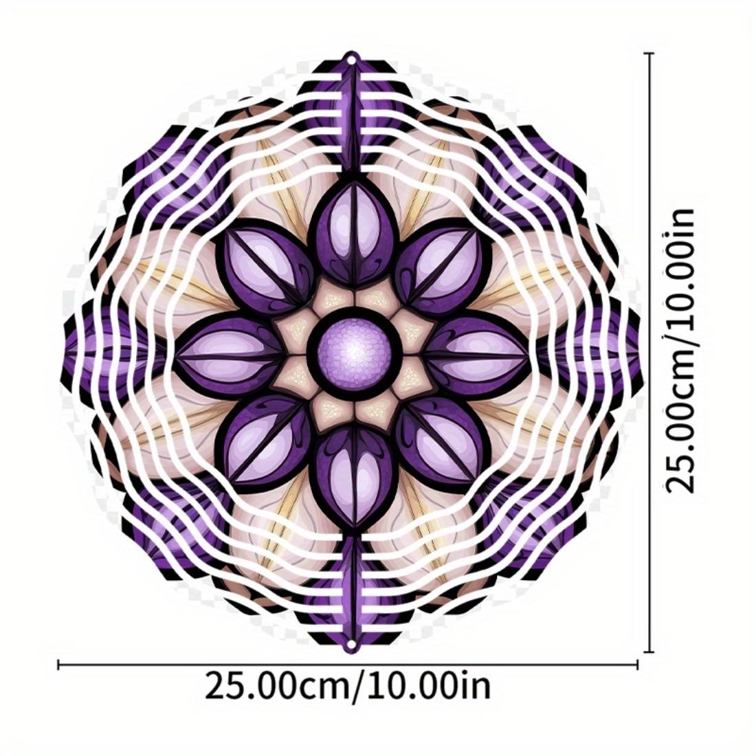 

1 шт. 10-дюймовый подвесной колокольчик ветра, узор с дизайном на тему цветка мандалы, уникальный художественный дизайн, уличный колокольчик ветра для весны и лета 01A