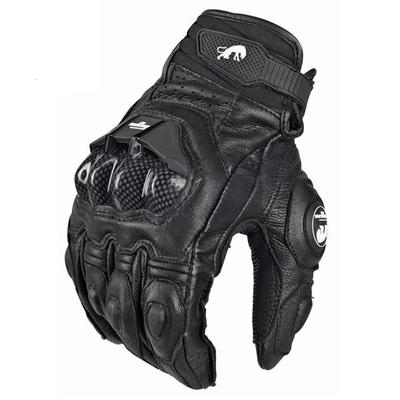 Supertech Herren Damen 4-Jahreszeiten-Fahrhandschuhe aus schwarzem/weißem Motorradleder Rennhandschuhe aus Rindsleder für Rennradritter
