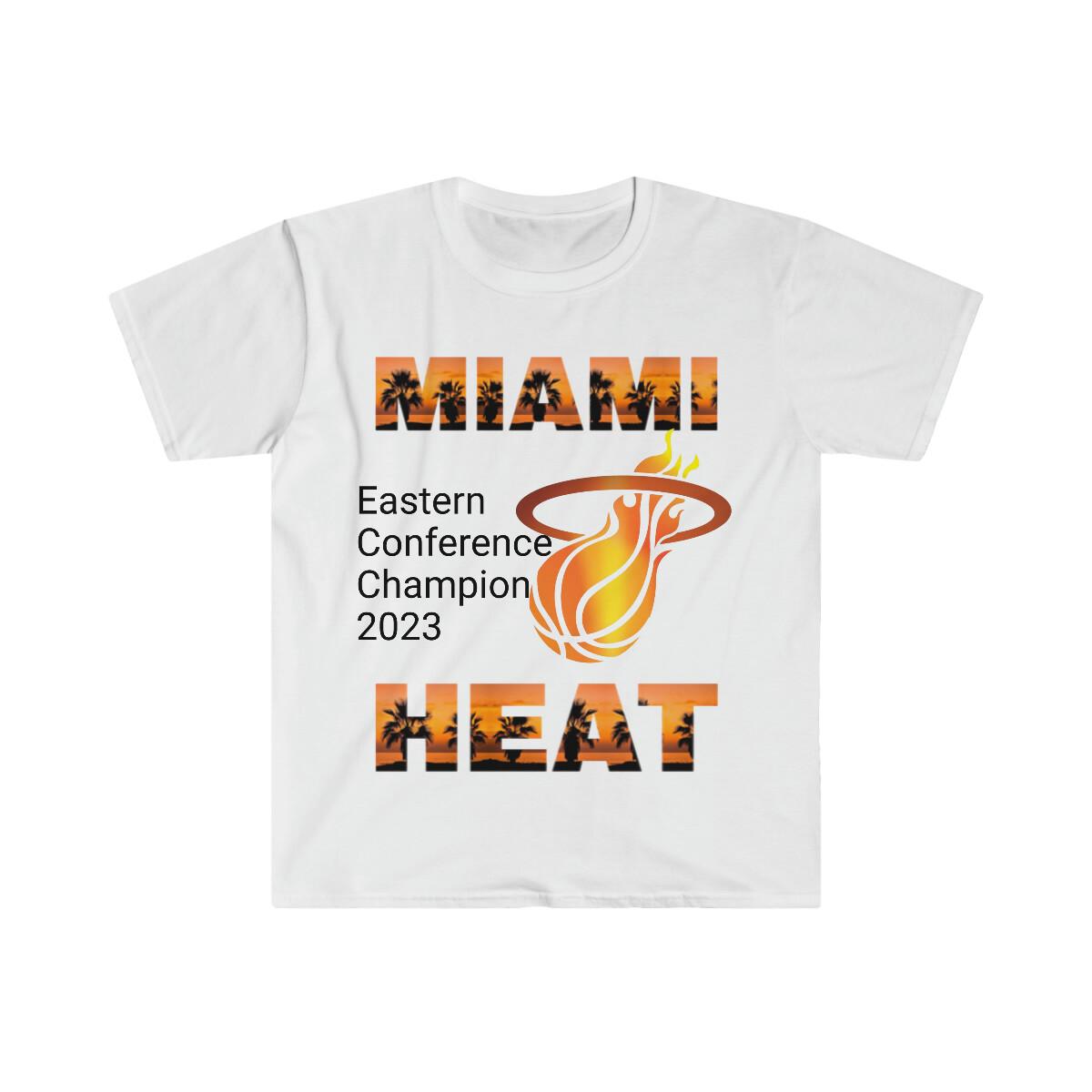 New Unisex Soft Cotton T-Shirt. Miami Heat Conference Champions 2023 L