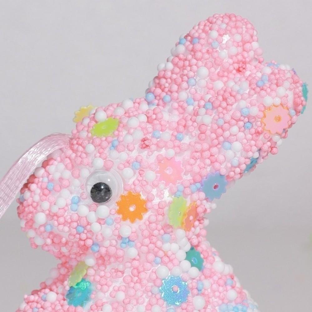 6 st Färgglada Paljett Kaninprydnader Djurform Påskkanin Dekor Kaninfigur Utomhuskrans