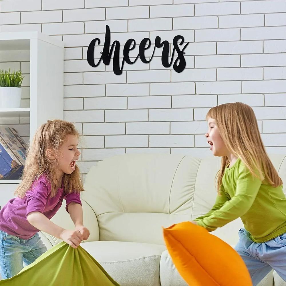 1pc Cheers Wall Decor Cheers Sign Metal Bathroom Cheers Sign for Home, Living Room Wall Sticker Iron Art Silhouette Home Decor