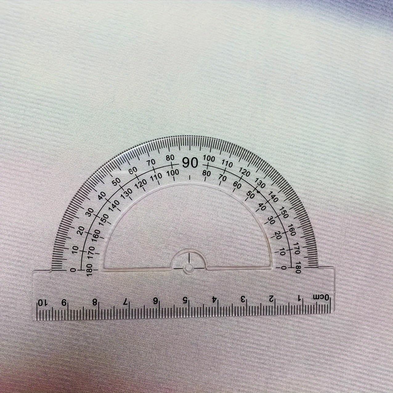 

A Set of Transparent Plastic Protractors and Triangular Rulers for Measuring Angles, Designed for School Use.