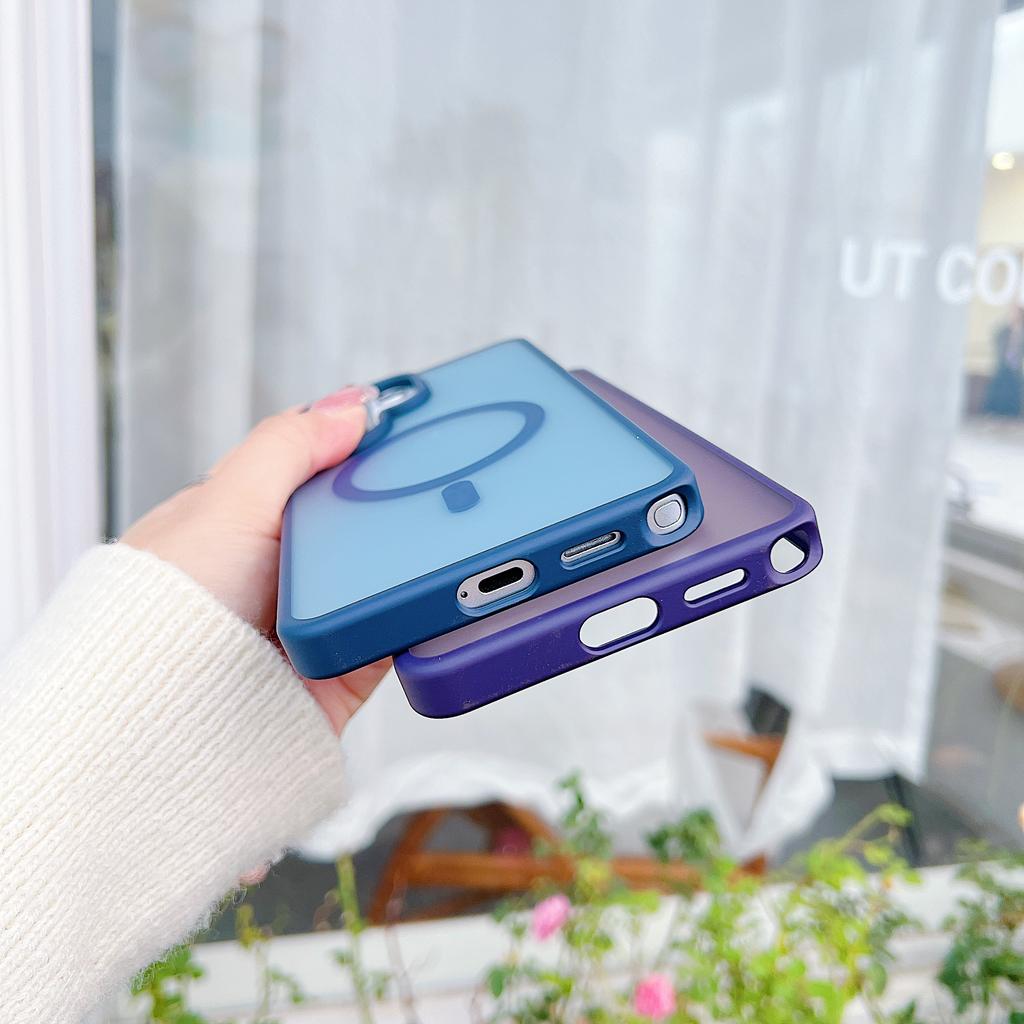 Luxury Skin Feel Matte Clear Magnetic Case For Samsung S26 S24 S22 S25 Ultra S23 Plus FE For Magsafe Wireless Charge Cover Funda