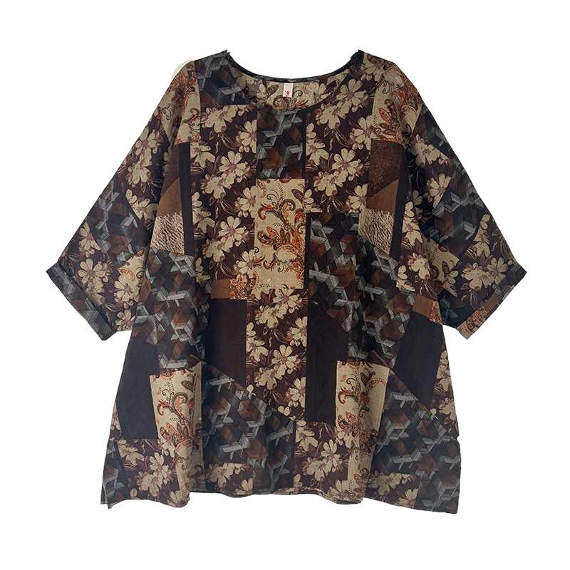 Dimanaf Spring T-Shirt Plus Size Women Printing Batwing Sleeve Floral Vintage Loose Tops Casual