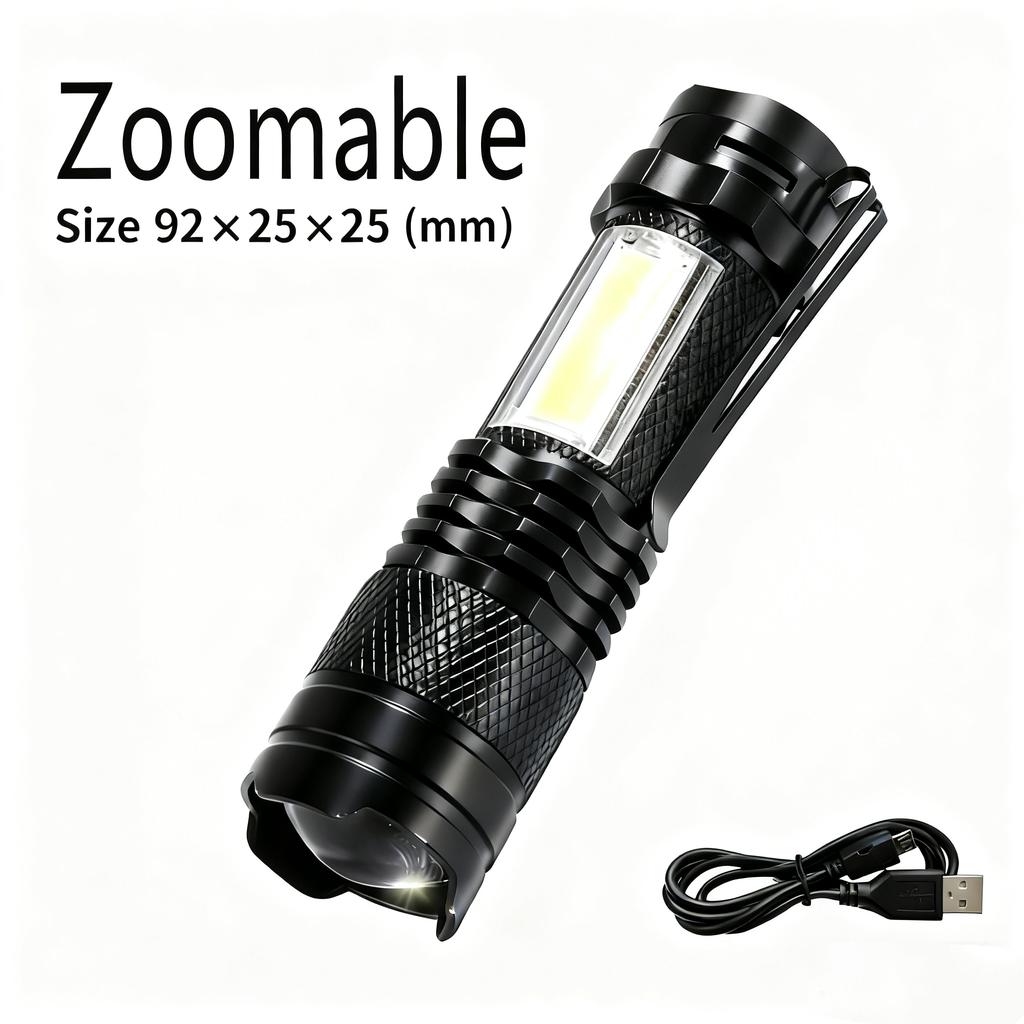 100000 Lumens Powerful LED Flashlight Rechargeable USB 18650 Waterproof Zoom Fishing Hunting Tactical Flashlight ABS Material