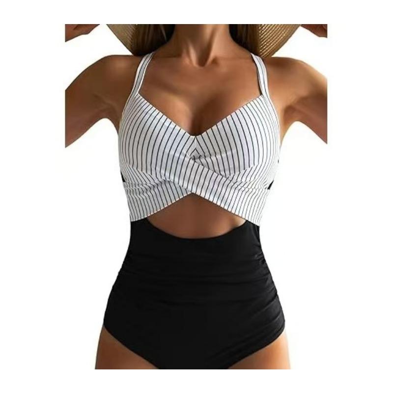 One-piece SSwimsuit for Women, European and American Backless Splicing Sexy Bikini Swimsuit