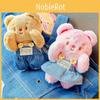 Cream Lovely Jinnew Bear Plush Keychain With Denim Overalls For Gifts Collectible