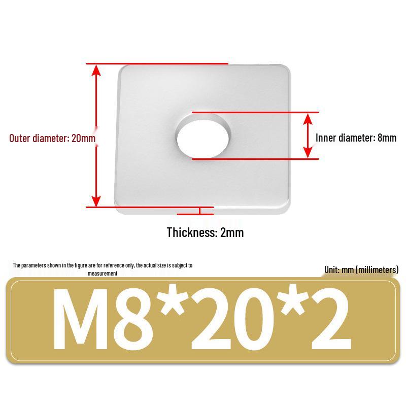 304 Stainless Steel Thickened Square Flat Washers M4-M24