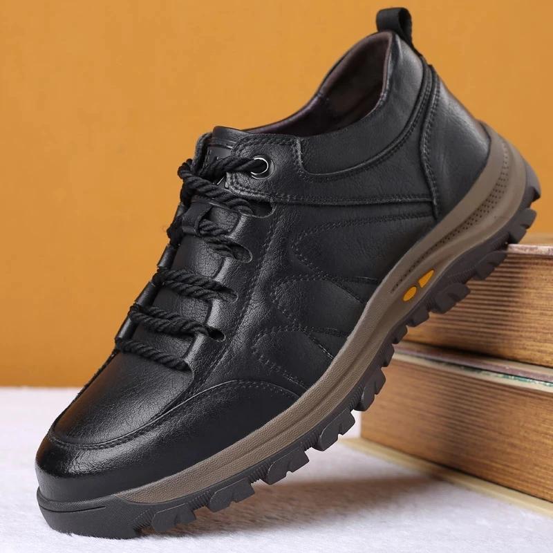 Fashion Lightweight Odor-proof Outdoor Wear-resistant Non-slip Hiking Shoes Men Leather PU Casual Shoes Men's Sports Shoes Zapatillas