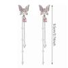 RSAMD Purple Crystal Butterfly Drop Earring for Women Pearl Tassel Chain RhinestoJO-A2