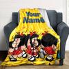 Name Custom Mafalda Print Flannel Blanket High Quality Warm Comfortable Cover for All Seasons Perfect for Gifts Home Decor