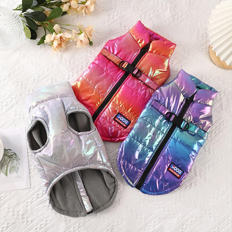 Hot Selling Pet Clothes Waterproof Reflective Gradient Vest Plus Velvet Warm Dog and Cat Christmas Clothing Pet Supplies