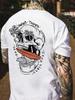 Herren Sommer Freizeit T-Shirt mit Buchstaben- und Skelett-Print, Rundhals, Kurzarm