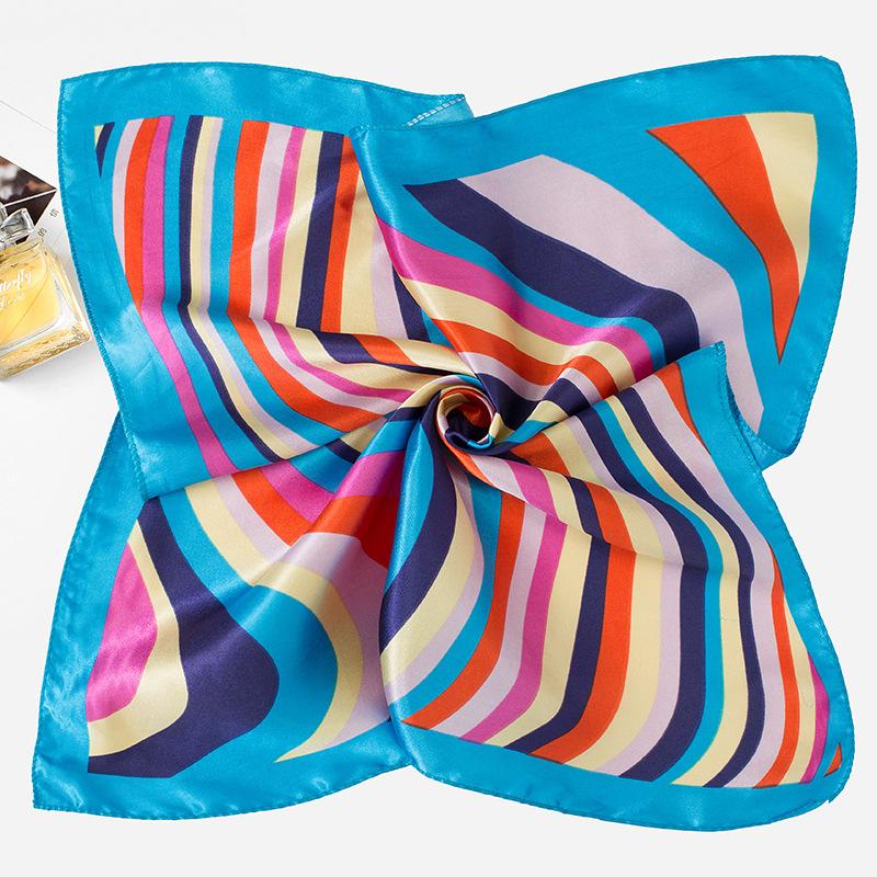 Light Luxury 50Cm Small Square Scarf Chain Printed Silk Scarf Women'S Thin Neck Protection Scarf Cheap Silk Scarf Gift