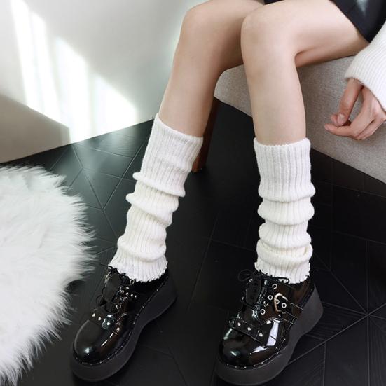 Yousheng Scalloped White Leg Warmers Women Cute Ruffle Leg Sleeves Knitted Scrunch Leg Warmers Calf Sleeves Shoe Cuff Covers for Girls Street Wear