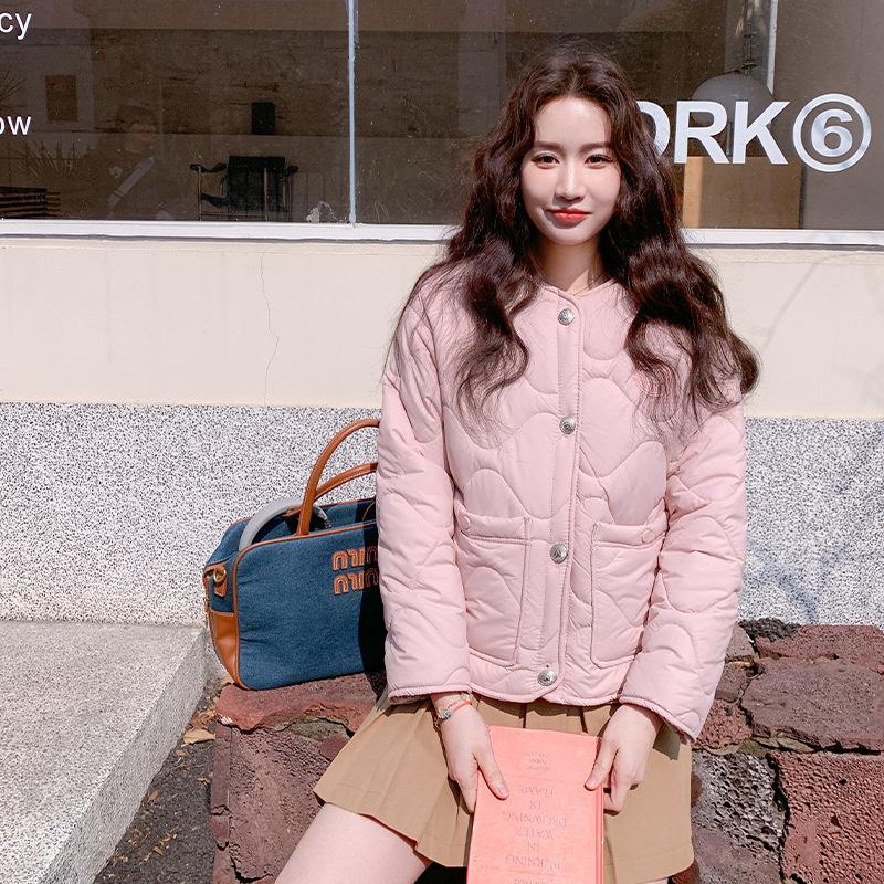 

New European and American style crew neck warm cotton jacket for autumn 2025 XL розовый