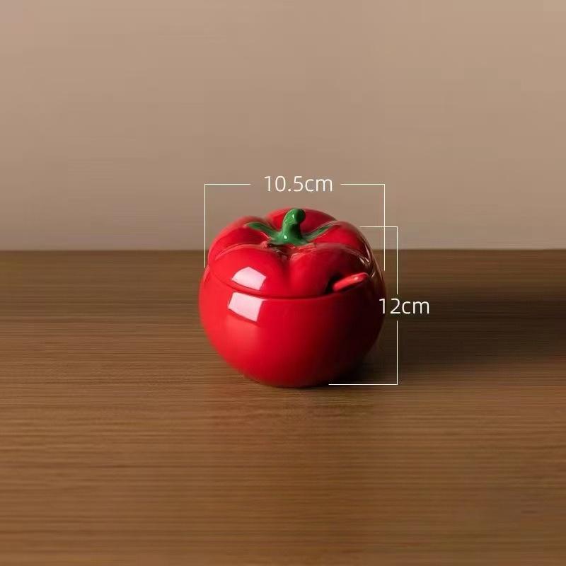 

Tomato Ceramic Seasoning Container Seasoning Box Salt Jar Kitchen Storage Container Cartoon Tomato Bottle Kitchen Accessories