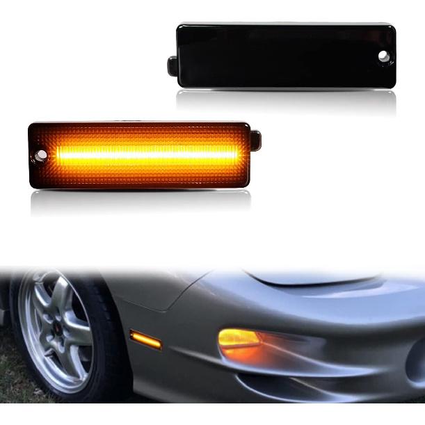

ADIIL Dark Smoked Lens Amber LED Front Side Marker Signal Lights Bumper Reflector Lamps Set Compatible With 1998 1999 2000 2001 2002 Pontiac Firebird Front Side Marker жёлтый